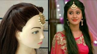 Easy Wedding Hairstyle For Girls \\ Wedding Hairstyle Inspired By Naira \\ Easy  To Fix Maang Ti