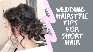 Wedding Hair Tutorial. How To Do Messy Low Bun For Short Hair With Hair Extensions