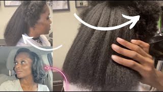 How I Straightened My Hair Without A Relaxer First Ever Silk Press And Curls On Type 4 Hair