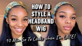 How To Install A Headband Wig | 10 Minute Lazy Day Hairstyles | Beginner Friendly