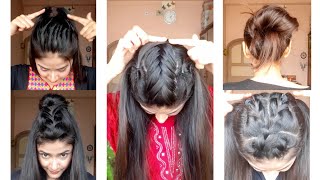 Durga Puja Special 5 Easy Hairstyle|5 Puja Days For Different Hairstyle|Quick Hairstyle Ideas