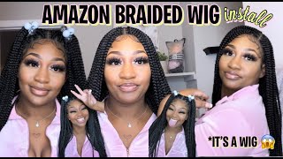 Fecihor 36 Inch Full Double Lace Front Box Braided Wig | Unboxing +Wig Install + Review  | Amazon