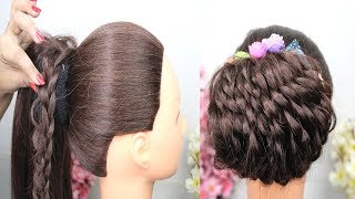 New Updo Hairstyle For Wedding || Prom Hairstyles For Long Hair || Wedding Hairstyle || Messy Bun