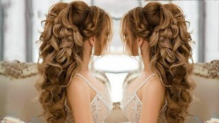 Braided Ponytail Hairstyle For Long Hair || Curly Hairstyles || Wedding Hairstyles Indian Open Hair