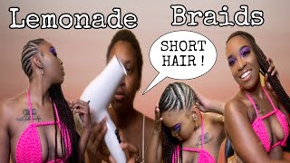 Lemonade Braids On Extremely Short Hair | Lemonade Braids On Short Natural Hair