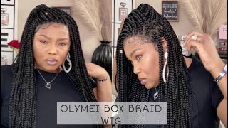 Olymei 36" Swiss Lace Front Knotless Box Braid Wig Unboxing/ Install