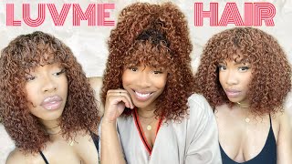 Ombre Brown Deep Wave Wig With Bangs- Ft.Luvme Hair