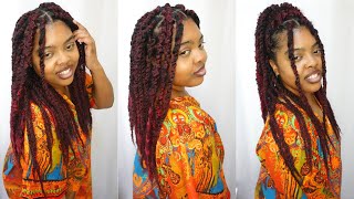 Mixed Faux Locs & Marley Twists  Red Protective Hairstyle Tutorial For Fall