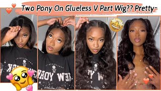 Hot Natural V Part Wig Install Without Glue! Natural Hair Protective Styles #Elfinhair