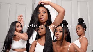 $56 Amazon Tape Ins Are Giving Luxury! | Sunny Hair | How To: Trim Ends & Apply To Natural Hair