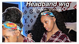 Styling A Water Wave Headband Wig For The First Time  Ft.Aeryn21 Wigs