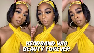 Short Human Hair Bob Headband Wig | Beauty Forever | Lindsay Erin