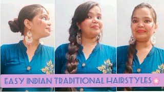 3 Easy Indian Traditional Hairstyles | Ethnic Hairstyles With Trick For Wedding & Party Function |