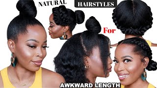 Short, Awkward Length Natural Hair Styles | Medium Length | Type 4 Natural Hair Under 10 Mins