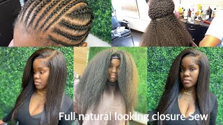 Full Natural Looking Closure Sew In| Burmese Kinky  Curly Hair | Hbm Raw Hair Collection