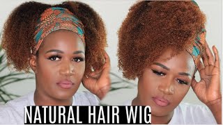 Ombre Brown Human Hair Headband Wig On Dark Skin | Beginner Friendly | Hergivenhair