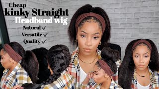 Pop On & Go! Cheap Kinky Straight Headband Wig | Hair Catfish Alert Ft. Nadula Hair | Sharronrenee