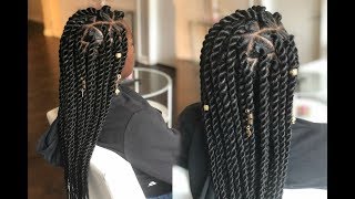 How To - Jumbo Senegalese Rope Twist On Straight Hair - Triangle Parts