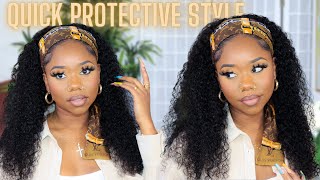 Quick Protective Style | Easiest Curly Headband Wig For Beginner | Asteria Hair | Chev B.