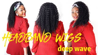 Headband Wig Review-Deep Wave-Wigenius Hair | Affordable 100% Human Hair Wig | No Glue No Lace Wig