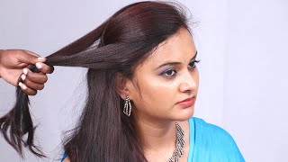 Easy-Going Hairstyle For Open Hair | Hairstyle For Wedding | Hairstyle For Saree | Hairstyle Girl