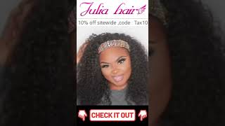Julia Hair How To Style A Curly Hair Glueless Headband Wig #Juliahair #Shorts