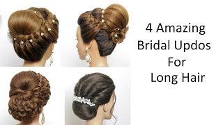 4 Bridal Updos. Wedding  Hairstyles For Long Hair