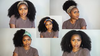 5 Easy Natural Hair Styles! No Lace Or Glue! Affordable Headband Wig!!Curlscurls.Com|Mona B.