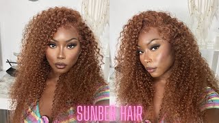 Best Curly Hair Wig | Ginger Colored | Lace Frontft.Sunber