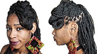 Senegalese Twists/ Box Braids Hairstyles: Faux Side Bang Tutorial
