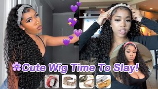 Put N Go Headband Wig!They Review 30Inch Deep Wave Hair! 3Mins Quickly Install #Ulahair