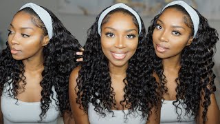 The Best + Easiest Curly Headband Wig?! No Lace, No Glue, Straight Out Of The Box | Wequeen Hair