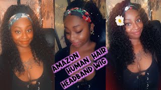 $100 Amazon Human Hair Headband Wig Styling! Ft. Cossaro