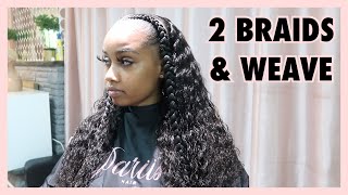 Two Feed In Braids + Sew In Combination