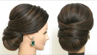 Bridal Hairstyle For Long Hair. New Wedding Updo With Low Bun