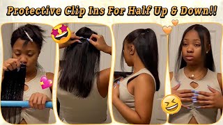Have You Tried It? Glueless Clip In Extensions To Get 1/2 Updown | Natural Hair Protect #Elfinhair