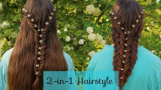 2-In-1 Easy Hairstyle For Long Hair | Merged Fishtail Braids | How To Braid Hairstyles