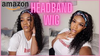 Get Into This Wig Hunnyybly Headband Wig Review | Deep Wave Amazon Hair | Akeira Janee'