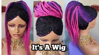 She Wanted This Ombre Braided Wig.No Frontal No Lace Wig Review Wig Install Beginner Friendly