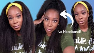 Wow!  Best Affordable Natural Kinky Straight Headband Wig | Hide The Band! | Omgqueenhair