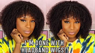 Most Natural Kinky Curly Wig Type 4 Hair Ft Curls Curls Headband Wig W/Bangs