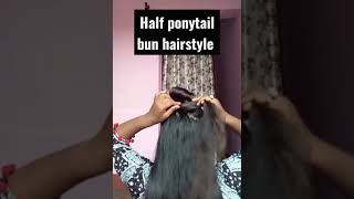 Half Ponytail Hairstyle || Half Ponytail Bun Hairstyle ||#Shorts #Short #Shortvideo #Hairstyle