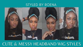 5 Cute & Messy Headband Wig Styles In 2021 (Beginner Friendly) | Styled By Roena #Headbandwig #Poc
