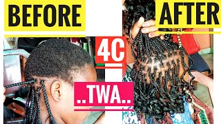 Black Little  Girl Hairstyles || How To Box Braid Short 4C Twa  Hair