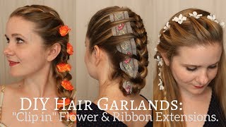 Diy Hair Garlands: Flower & Ribbon "Clip In" Extensions