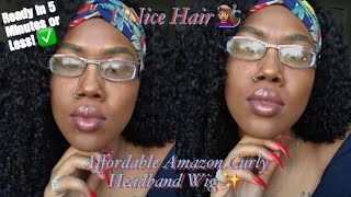 On-The-Go Slay!  | Styling My Amazon Human Hair Curly Headband Wig + Review  | Ft. Unice Hair