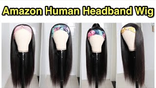 Amazon Straight Human Hair Headband Wig Ft.Unice ( Watch B4 You Buy ) !!