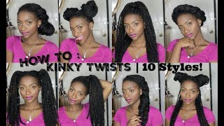 How To Style Kinky Twists & Box Braids | 10 Easy Styles!
