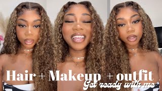 Full Concert Grwm:  Blonde  Highlight Curly Wig, Beginner  Soft Glam & Outfit Ft Curly Me Hair
