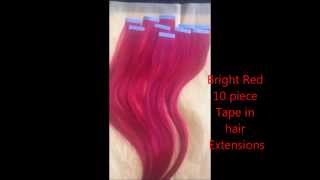 Bright Red 10 Piece Remy Tape In Hair Extensions | The Heat Type